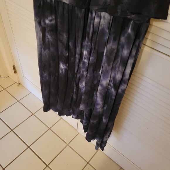 Kiyonna Plus Size 3X Tie Dye Maxi Dress Blue Gray White Flowy Ruffle Boho - Picture 3 of 9